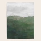 Valleys Beyond - Green Grass Hills Nature Pasture Gray Sky Clouds Abstract Nature Farmhouse Painting Poster Gallery Image 4