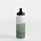Valleys Beyond - Green Grass Hills Nature Pasture Gray Sky Clouds Abstract Nature Farmhouse Painting Water Bottle Gallery Image 2