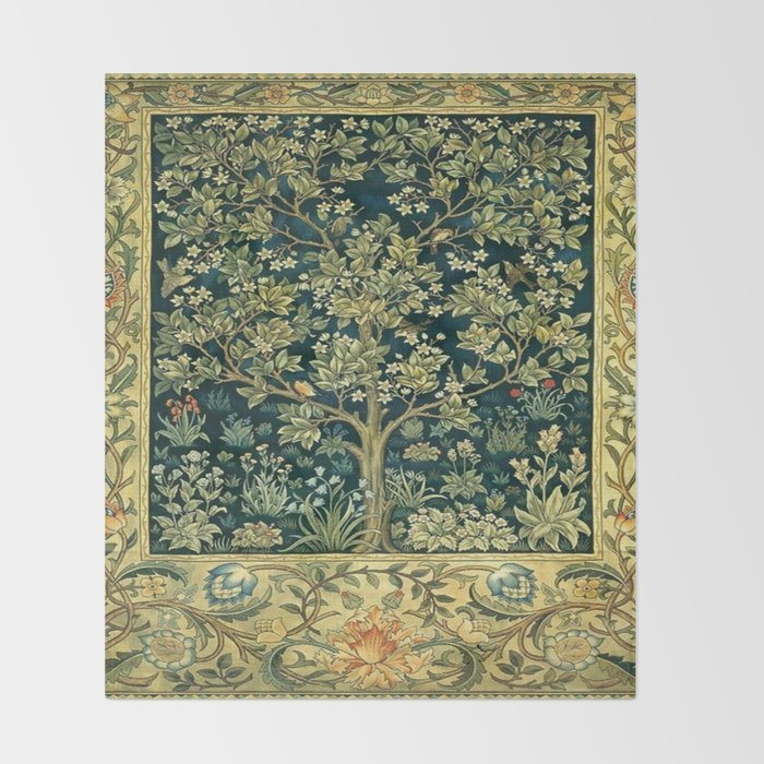 William Morris Tree Of Life Throw Blanket Gallery Image 2