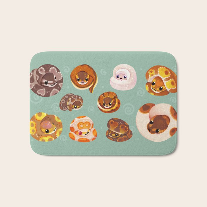 Shy ball pythons - green Bath Mat Gallery Image 1