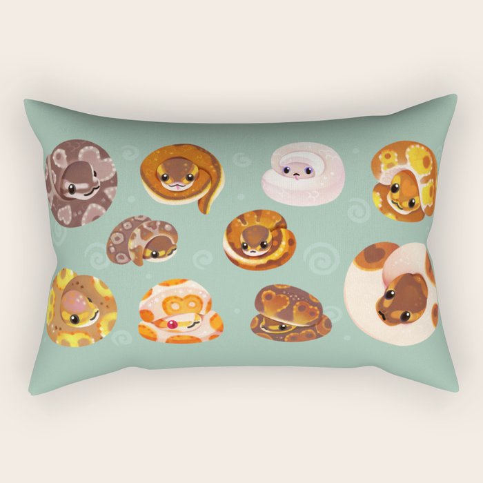 Shy ball pythons - green Rectangular Pillow Gallery Image 2