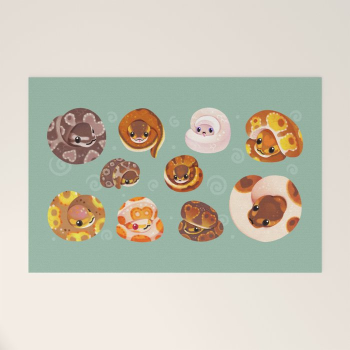 Shy ball pythons - green Welcome Mat Gallery Image 1