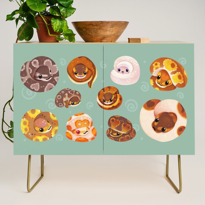 Shy ball pythons - green Credenza Gallery Image 1