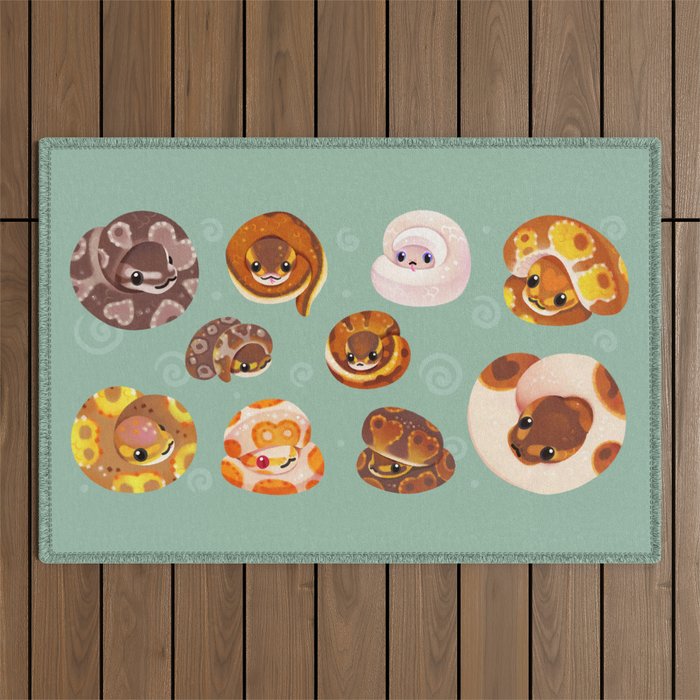 Shy ball pythons - green Outdoor Rug Gallery Image 1