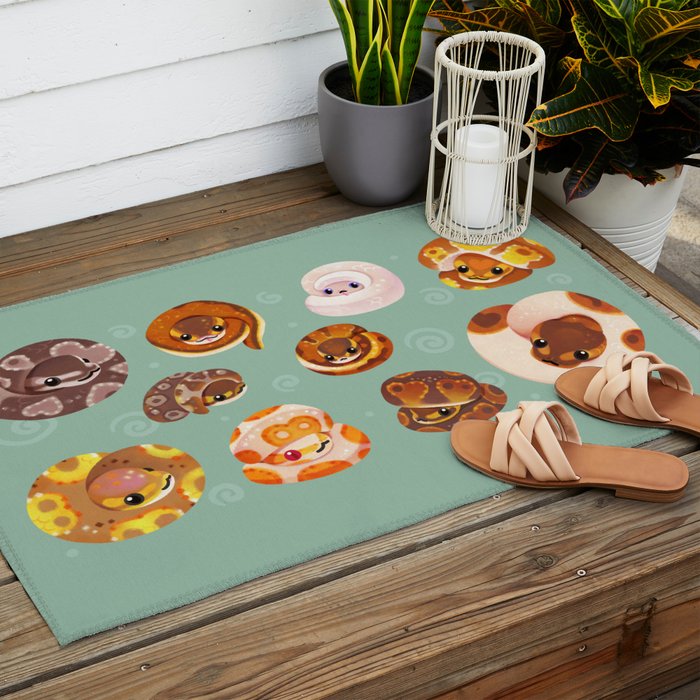 Shy ball pythons - green Outdoor Rug Gallery Image 2