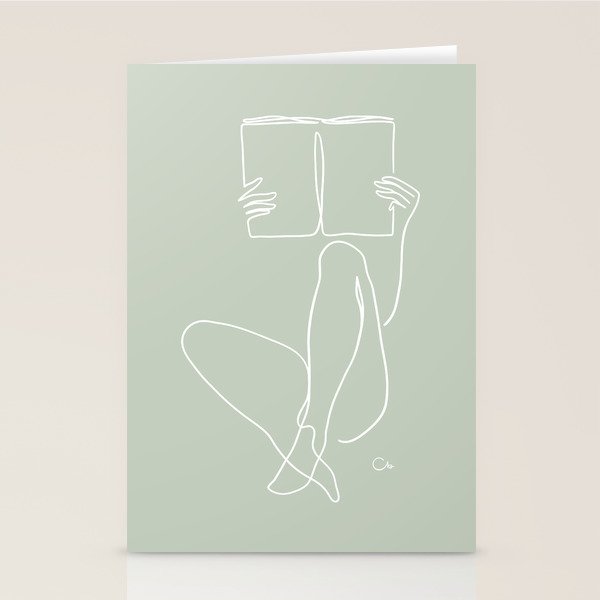 Reading Naked n.2 (green) Stationery Card Gallery Image 1