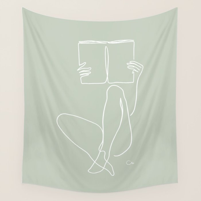 Reading Naked n.2 (green) Wall Tapestry Gallery Image 4