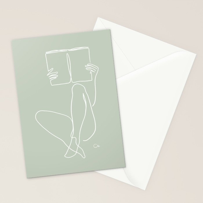 Reading Naked n.2 (green) Stationery Card Gallery Image 2