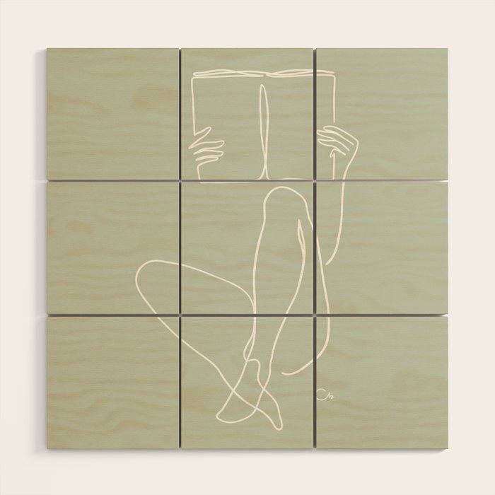 Reading Naked n.2 (green) Wood Wall Art