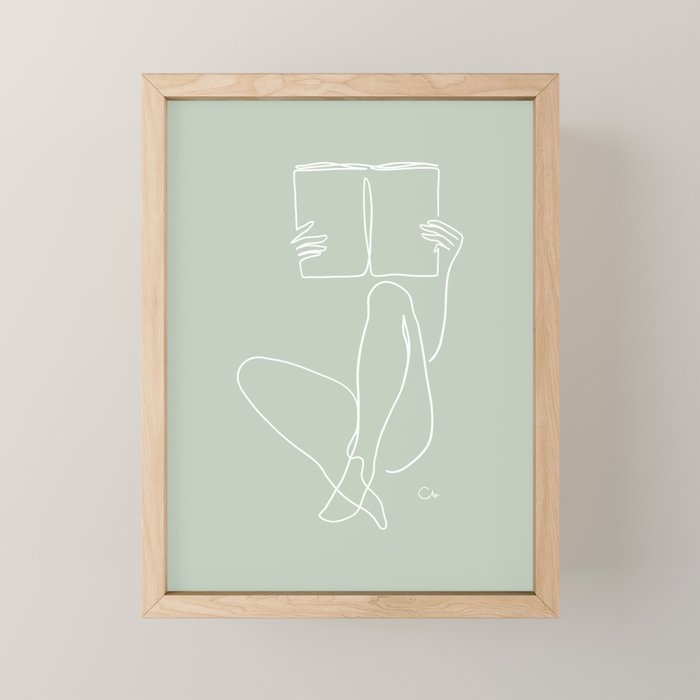 Reading Naked n.2 (green) Mini Art Print Gallery Image 1