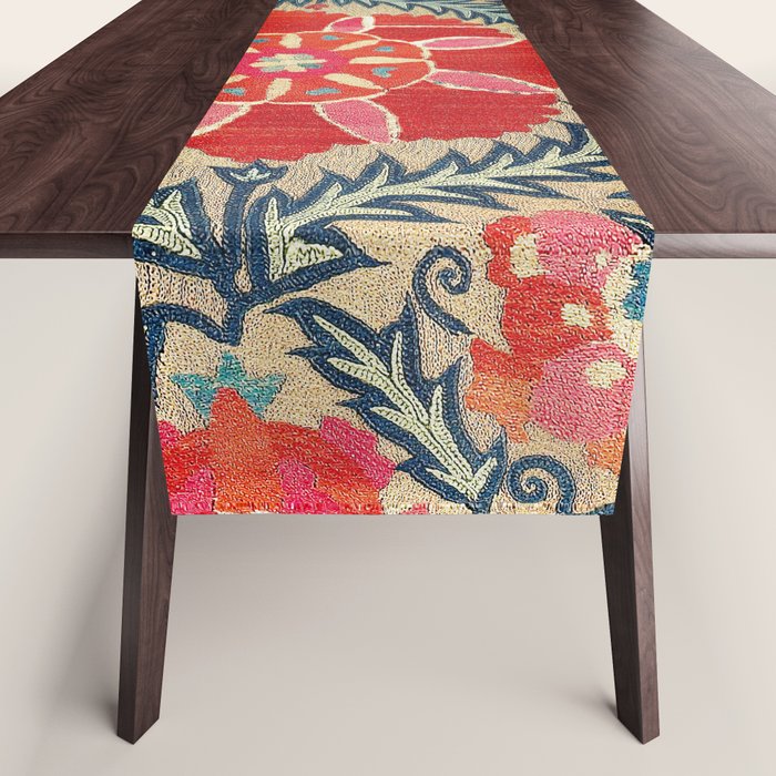 18th Century Suzani Fragment Print Table Runner Gallery Image 1