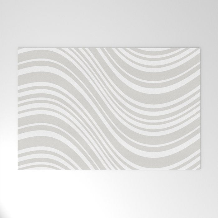 Wavy Stripes XLII - Grey and White Welcome Mat Gallery Image 1