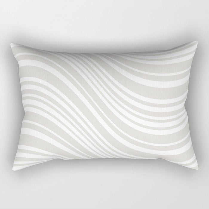 Wavy Stripes XLII - Grey and White Rectangular Pillow Gallery Image 2