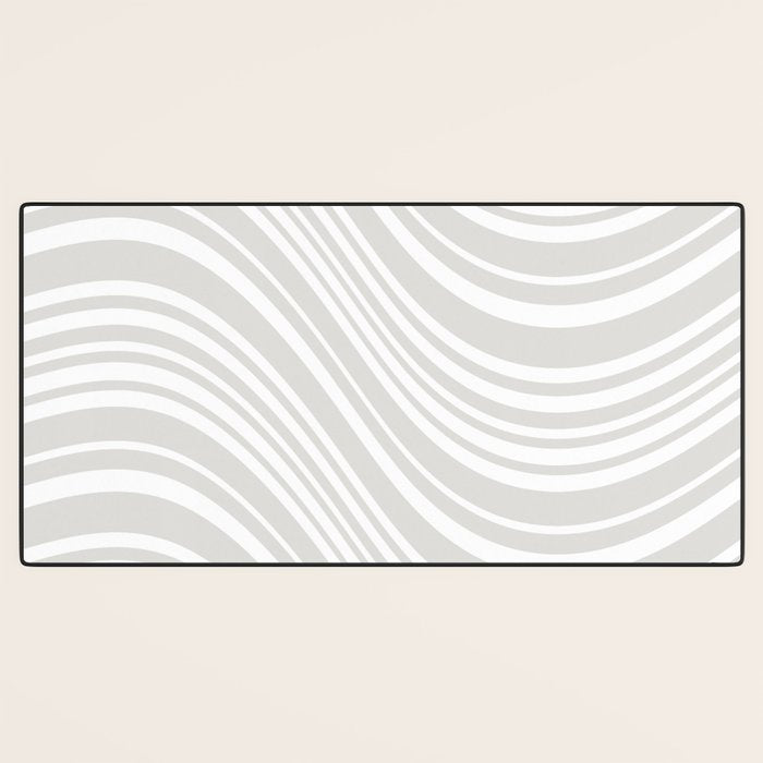 Wavy Stripes XLII - Grey and White Desk Mat Gallery Image 3