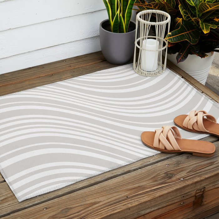 Wavy Stripes XLII - Grey and White Outdoor Rug Gallery Image 2