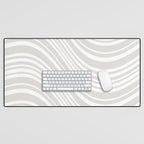 Wavy Stripes XLII - Grey and White Desk Mat Gallery Image 1