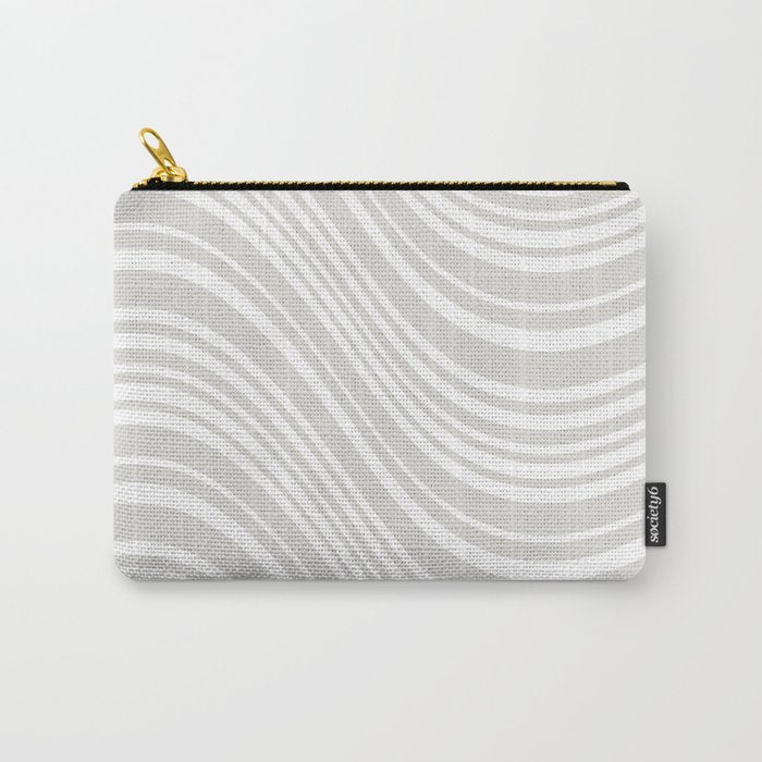 Wavy Stripes XLII - Grey and White Carry All Pouch Gallery Image 1