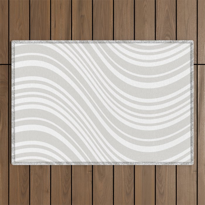 Wavy Stripes XLII - Grey and White Outdoor Rug Gallery Image 1