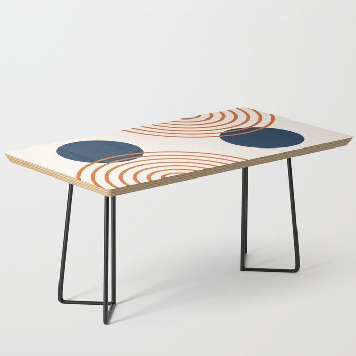 Mid Century Modern Geometric 195 in Navy Blue Orange Coffee Table Gallery Image 1