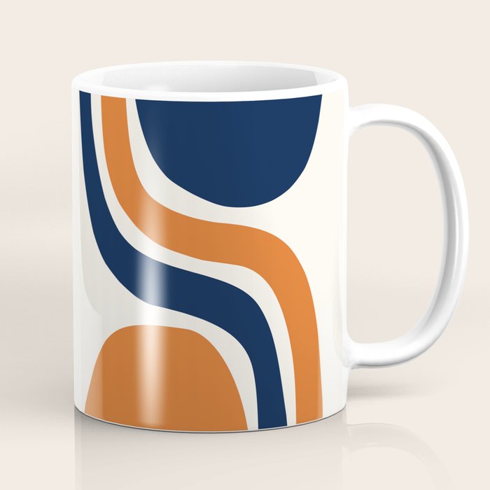 Abstract Shapes 66 in Vintage Orange and Navy Blue Coffee Mug Gallery Image 1