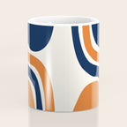 Abstract Shapes 66 in Vintage Orange and Navy Blue Coffee Mug Gallery Image 4