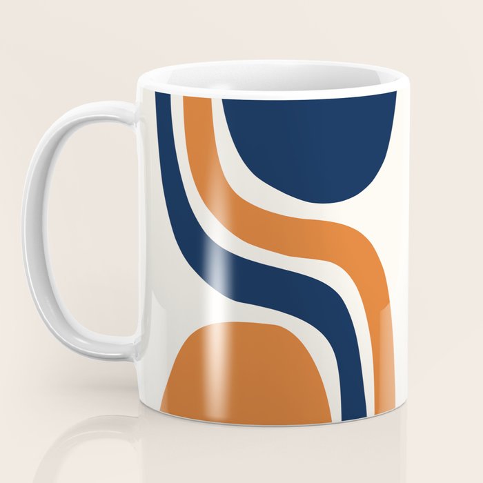 Abstract Shapes 66 in Vintage Orange and Navy Blue Coffee Mug Gallery Image 3