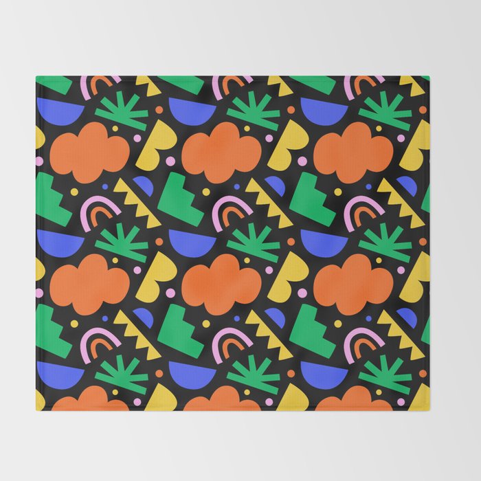 Creative colorful organic shape art pattern Throw Blanket Gallery Image 2