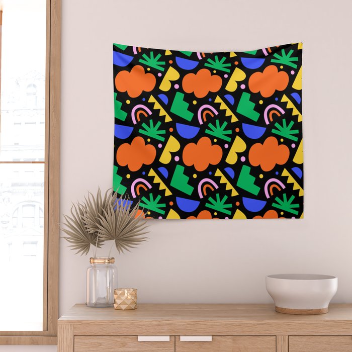 Creative colorful organic shape art pattern Wall Tapestry Gallery Image 2