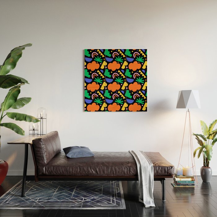 Creative colorful organic shape art pattern Wood Wall Art Gallery Image 2