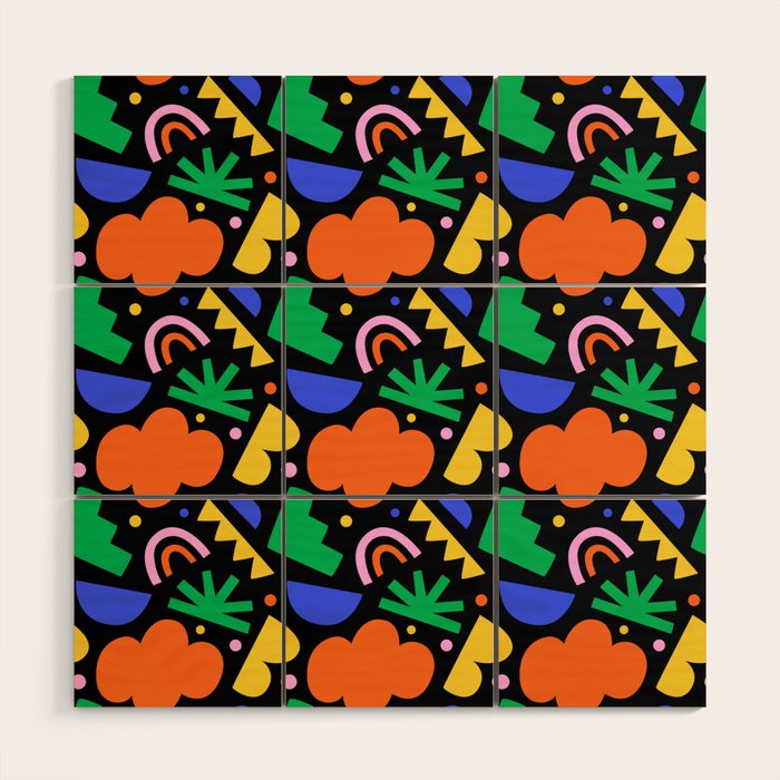Creative colorful organic shape art pattern Wood Wall Art Gallery Image 1
