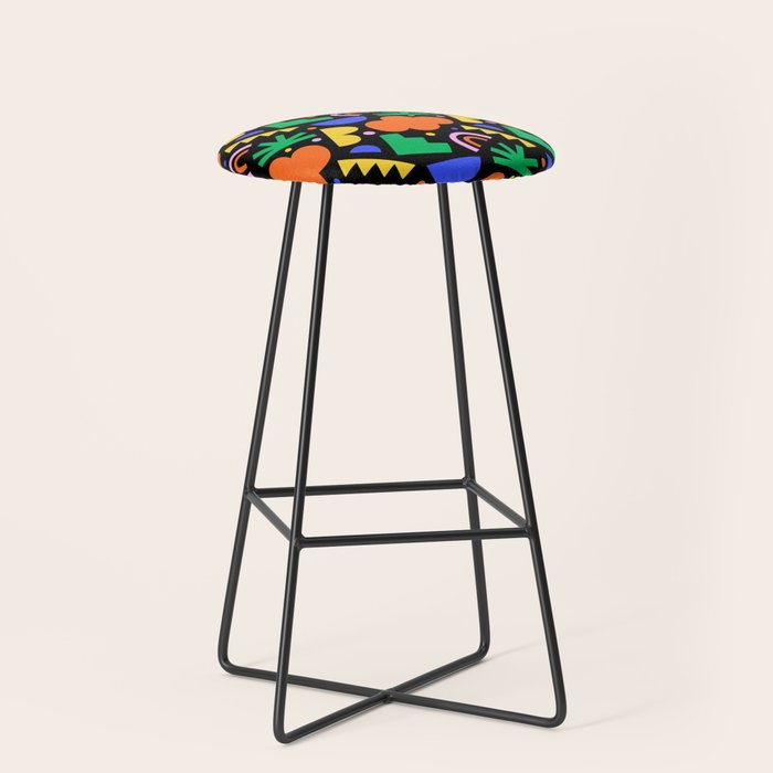 Creative colorful organic shape art pattern Stool Gallery Image 1