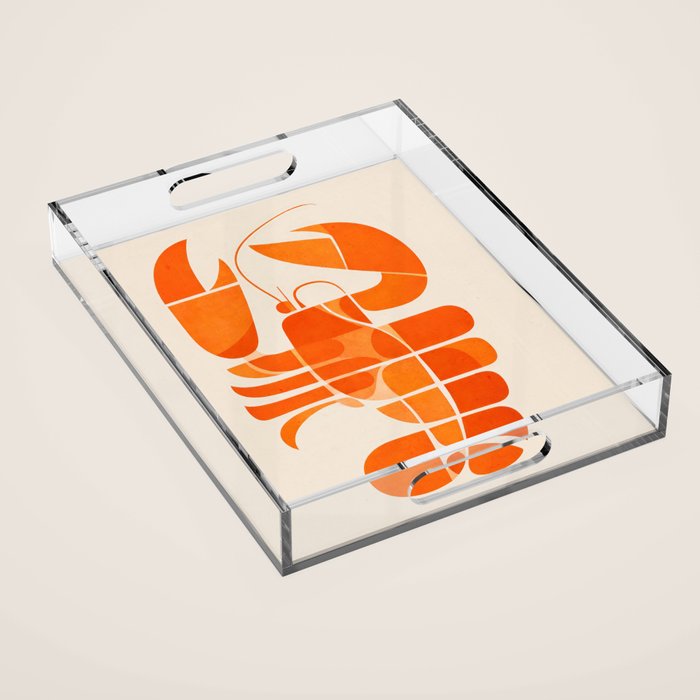 Abstract Lobster in Orange Acrylic Tray Gallery Image 1