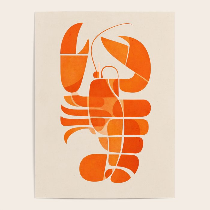 Abstract Lobster in Orange Poster Gallery Image 4