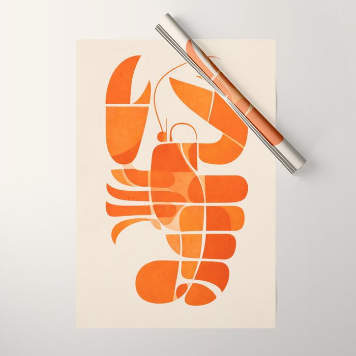 Abstract Lobster in Orange Wrapping Paper Gallery Image 1
