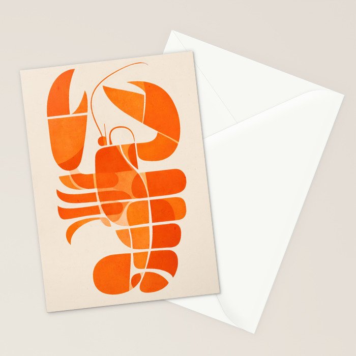 Abstract Lobster in Orange Stationery Card Gallery Image 2