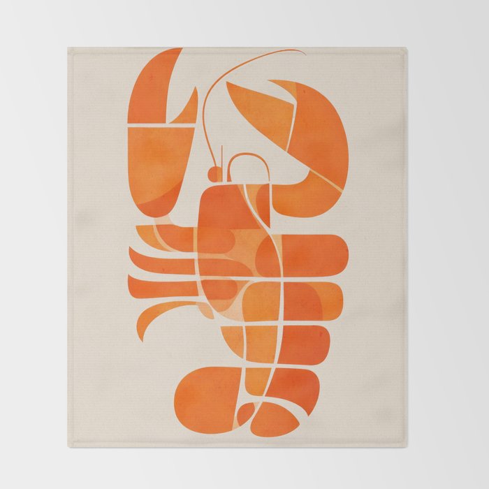 Abstract Lobster in Orange Throw Blanket Gallery Image 2