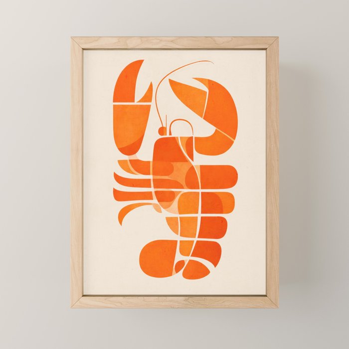 Abstract Lobster in Orange Mini Art Print Gallery Image 1