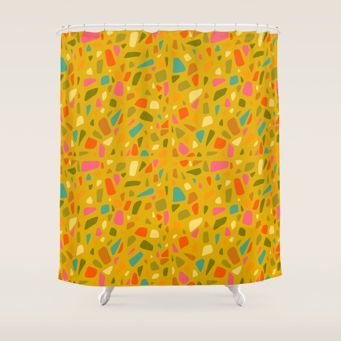 Terrazzo in Mustard Shower Curtain Gallery Image 1