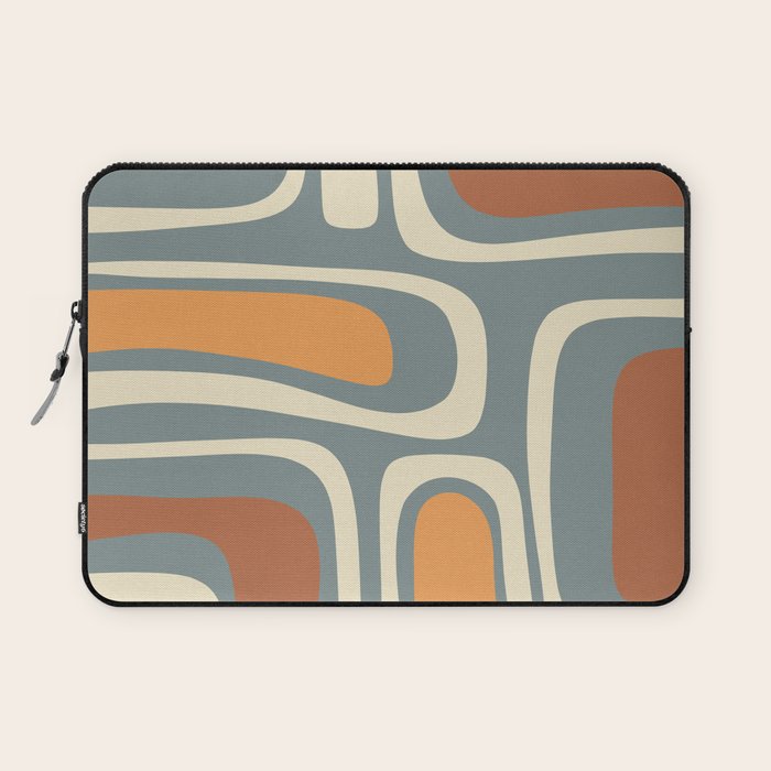 Palm Springs Retro Mid-Century Modern Abstract Pattern Slate Blue Orange Rust Cream Laptop Sleeve Gallery Image 1