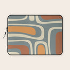 Palm Springs Retro Mid-Century Modern Abstract Pattern Slate Blue Orange Rust Cream Laptop Sleeve Gallery Image 1