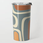 Palm Springs Retro Mid-Century Modern Abstract Pattern Slate Blue Orange Rust Cream Travel Mug Gallery Image 2