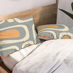 Palm Springs Retro Mid-Century Modern Abstract Pattern Slate Blue Orange Rust Cream Pillow Sham Gallery Image 2