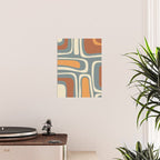 Palm Springs Retro Mid-Century Modern Abstract Pattern Slate Blue Orange Rust Cream Poster Gallery Image 2