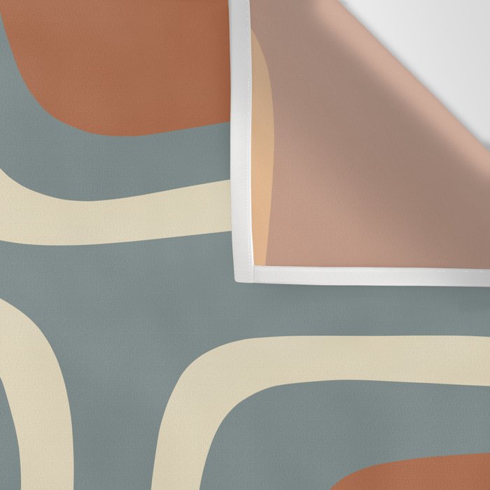 Palm Springs Retro Mid-Century Modern Abstract Pattern Slate Blue Orange Rust Cream Wall Tapestry Gallery Image 3