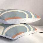 Palm Springs Retro Mid-Century Modern Abstract Pattern Slate Blue Orange Rust Cream Pillow Sham Gallery Image 3