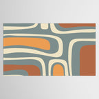 Palm Springs Retro Mid-Century Modern Abstract Pattern Slate Blue Orange Rust Cream Tablecloth Gallery Image 2