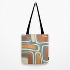 Palm Springs Retro Mid-Century Modern Abstract Pattern Slate Blue Orange Rust Cream Tote Bag Gallery Image 2