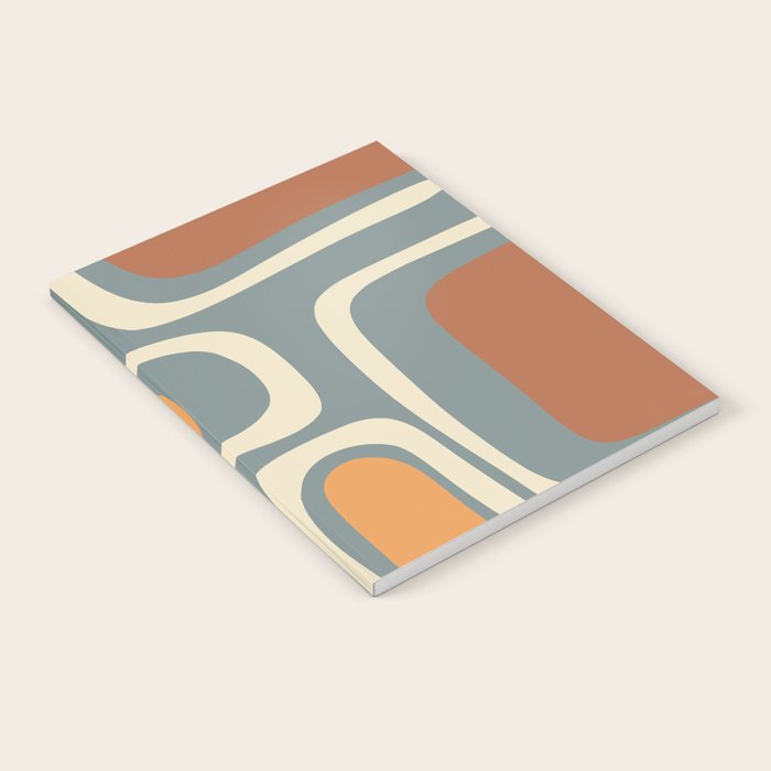 Palm Springs Retro Mid-Century Modern Abstract Pattern Slate Blue Orange Rust Cream Notebook Gallery Image 2
