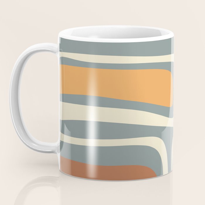 Palm Springs Retro Mid-Century Modern Abstract Pattern Slate Blue Orange Rust Cream Coffee Mug Gallery Image 3