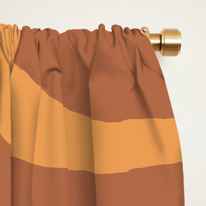 Palm Springs Retro Mid-Century Modern Abstract Pattern Slate Blue Orange Rust Cream Window Curtain Gallery Image 2